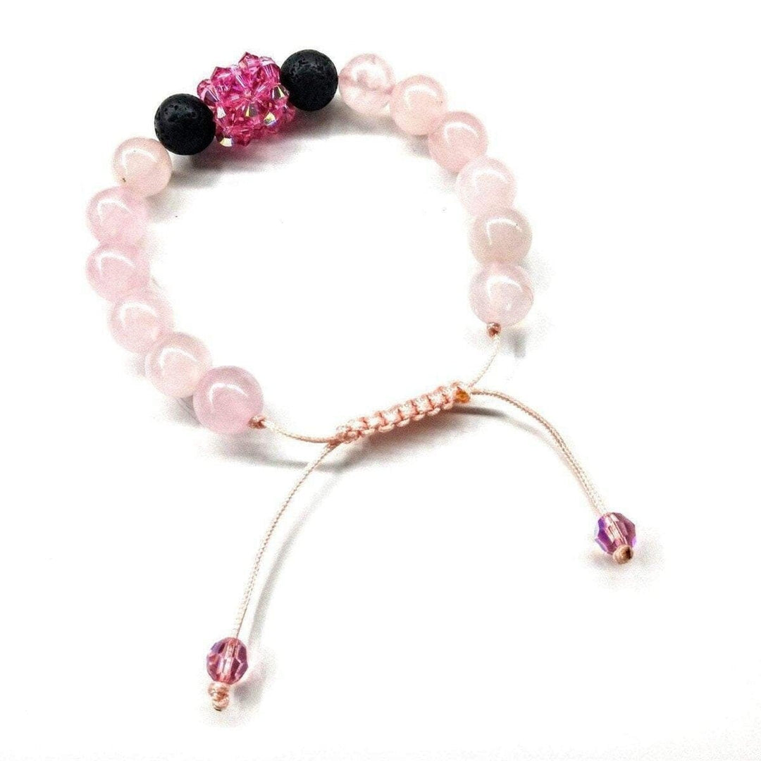 AMD1019 Glamorous Adjustable Rose Quartz Gemstone Crystal Lava Rock Bracelet - Bracelet - Alexa Martha Designs   1077049196591
