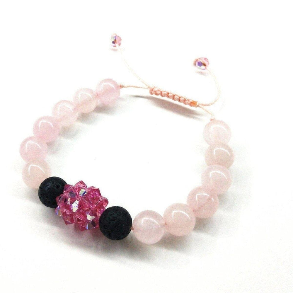 Glamorous Adjustable Rose Quartz Gemstone Crystal Lava Rock Bracelet - Bracelet - Alexa Martha Designs   