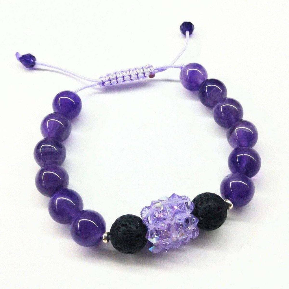 AMD1041 Glamorous Amethyst Gemstone Lava Rock Bracelet - Bracelet - Alexa Martha Designs   1087202328623