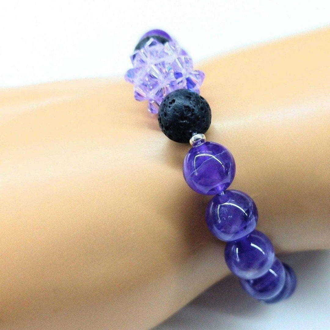 AMD1041 Glamorous Amethyst Gemstone Lava Rock Bracelet - Bracelet - Alexa Martha Designs   1087202328623