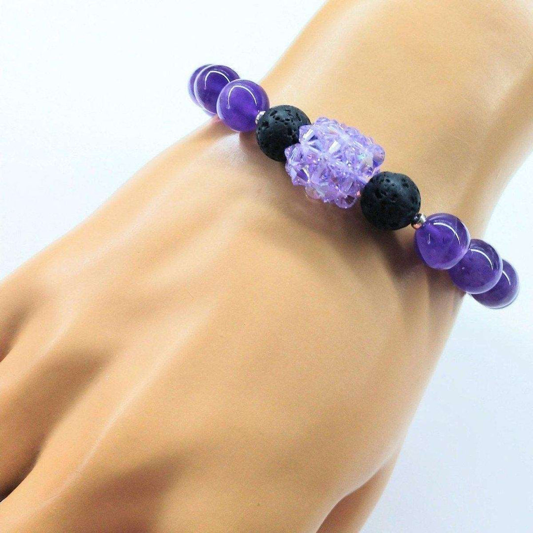 AMD1041 Glamorous Amethyst Gemstone Lava Rock Bracelet - Bracelet - Alexa Martha Designs   1087202328623