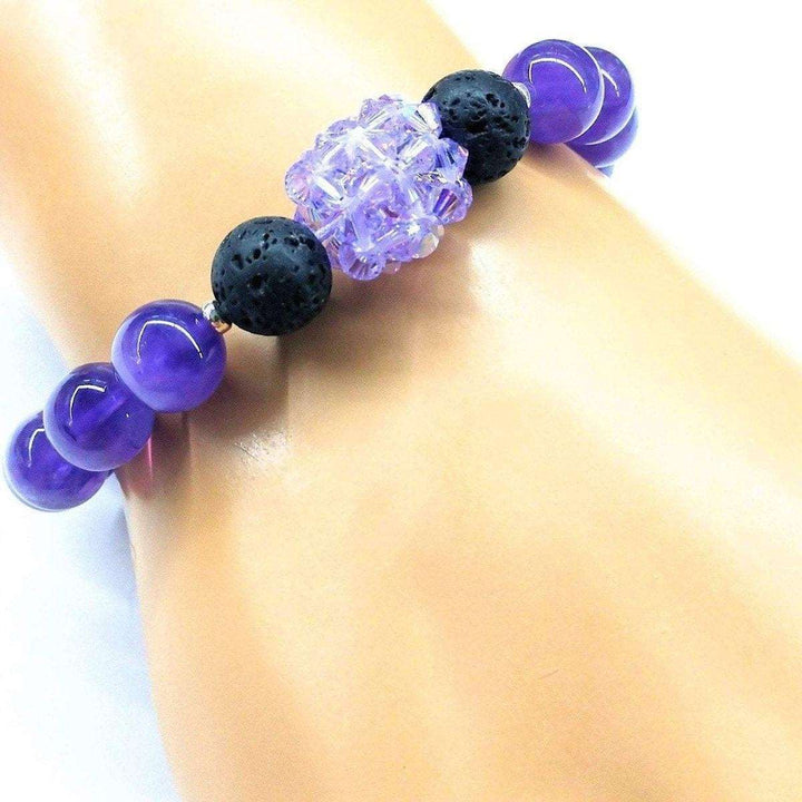 AMD1041 Glamorous Amethyst Gemstone Lava Rock Bracelet - Bracelet - Alexa Martha Designs   1087202328623
