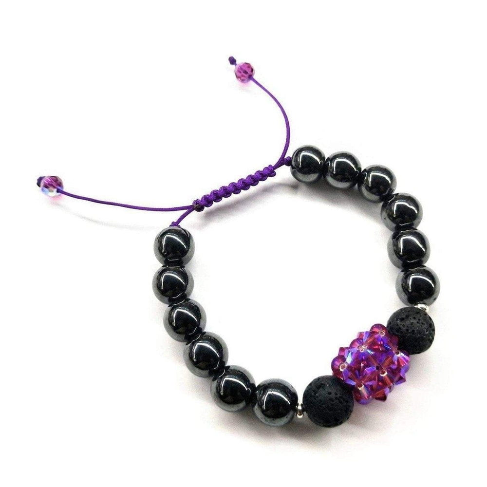 AMD1042 Glamorous Hematite Gemstone Fuchsia Crystal Lava Rock Bracelet - Bracelet - Alexa Martha Designs   1089708097583