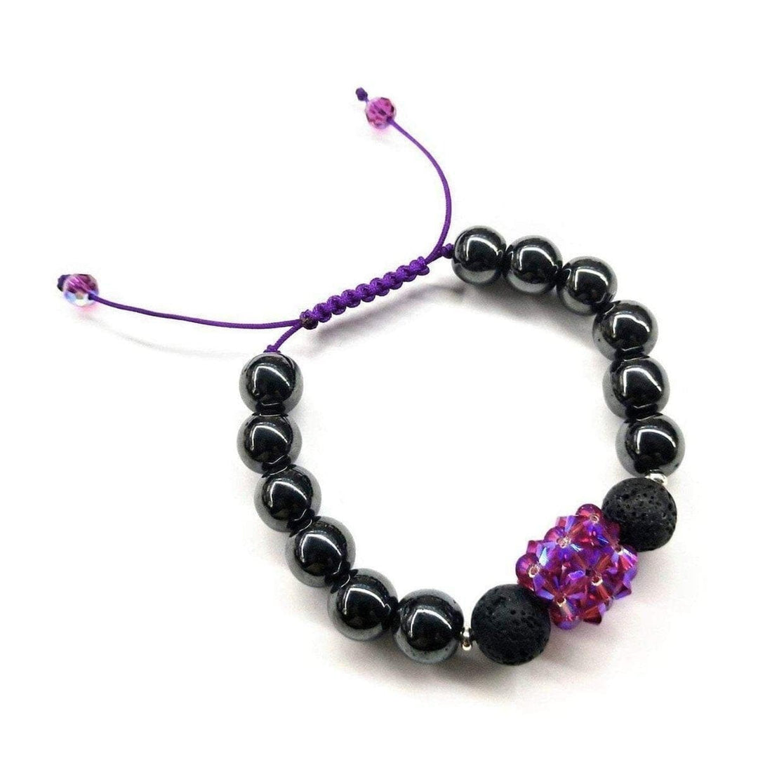 AMD1042 Glamorous Hematite Gemstone Fuchsia Crystal Lava Rock Bracelet - Bracelet - Alexa Martha Designs   1089708097583
