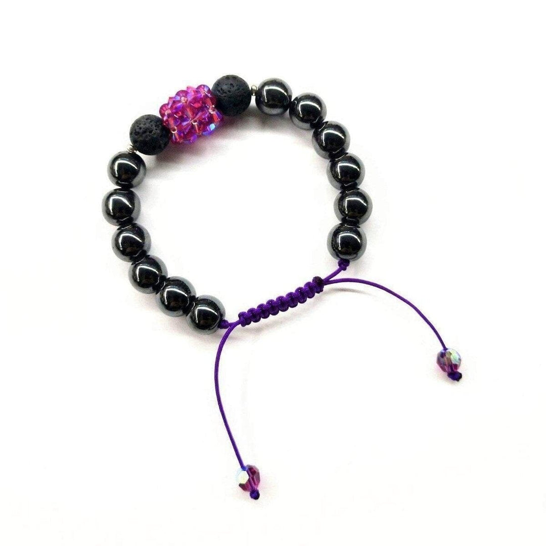 AMD1042 Glamorous Hematite Gemstone Fuchsia Crystal Lava Rock Bracelet - Bracelet - Alexa Martha Designs   1089708097583