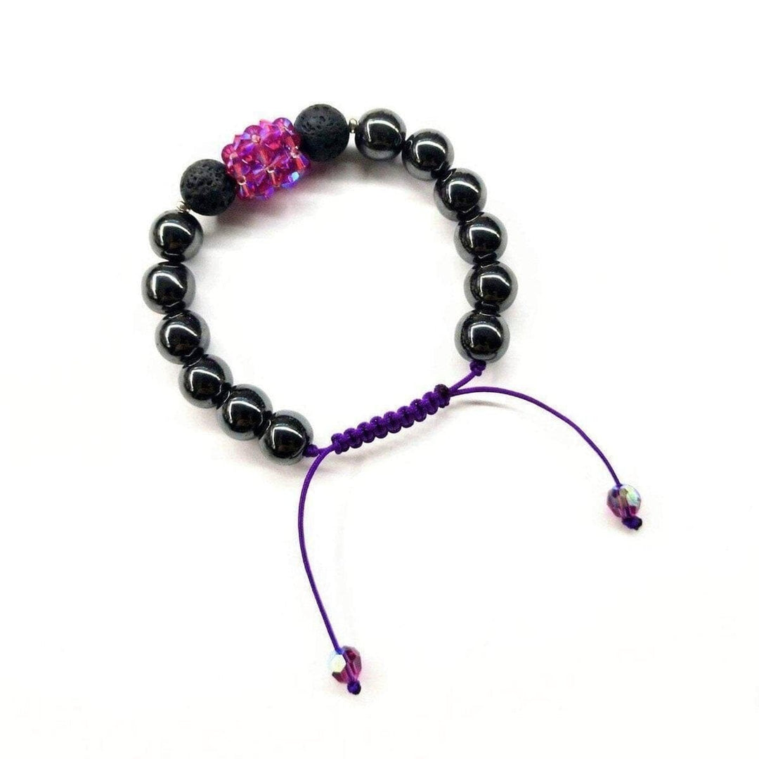 Glamorous Hematite Gemstone Fuchsia Crystal Lava Rock Bracelet - Bracelet - Alexa Martha Designs   