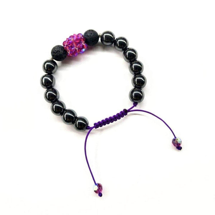 AMD1042 Glamorous Hematite Gemstone Fuchsia Crystal Lava Rock Bracelet - Bracelet - Alexa Martha Designs   1089708097583