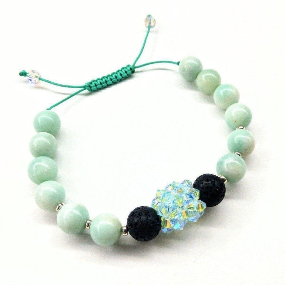 AMD1023 Glamorous Mint Green Amazonite Gemstone Crystal Lava Rock Bracelet - Bracelet - Alexa Martha Designs   1086088871983