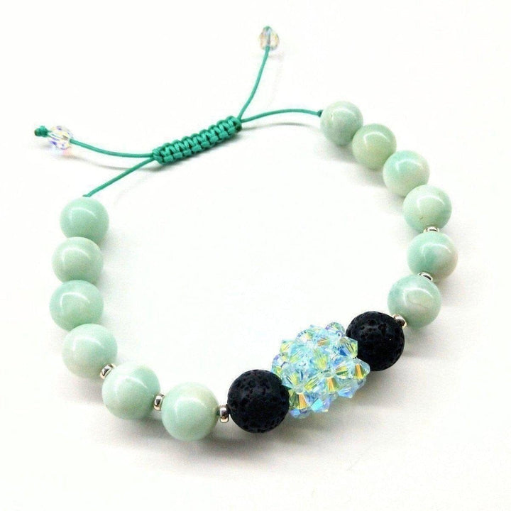 AMD1023 Glamorous Mint Green Amazonite Gemstone Crystal Lava Rock Bracelet - Bracelet - Alexa Martha Designs   1086088871983