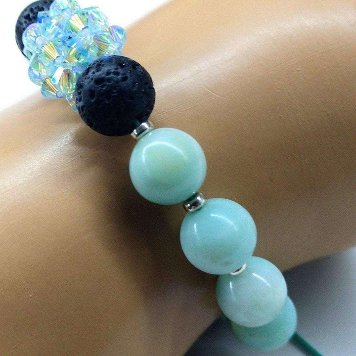 AMD1023 Glamorous Mint Green Amazonite Gemstone Crystal Lava Rock Bracelet - Bracelet - Alexa Martha Designs   1086088871983