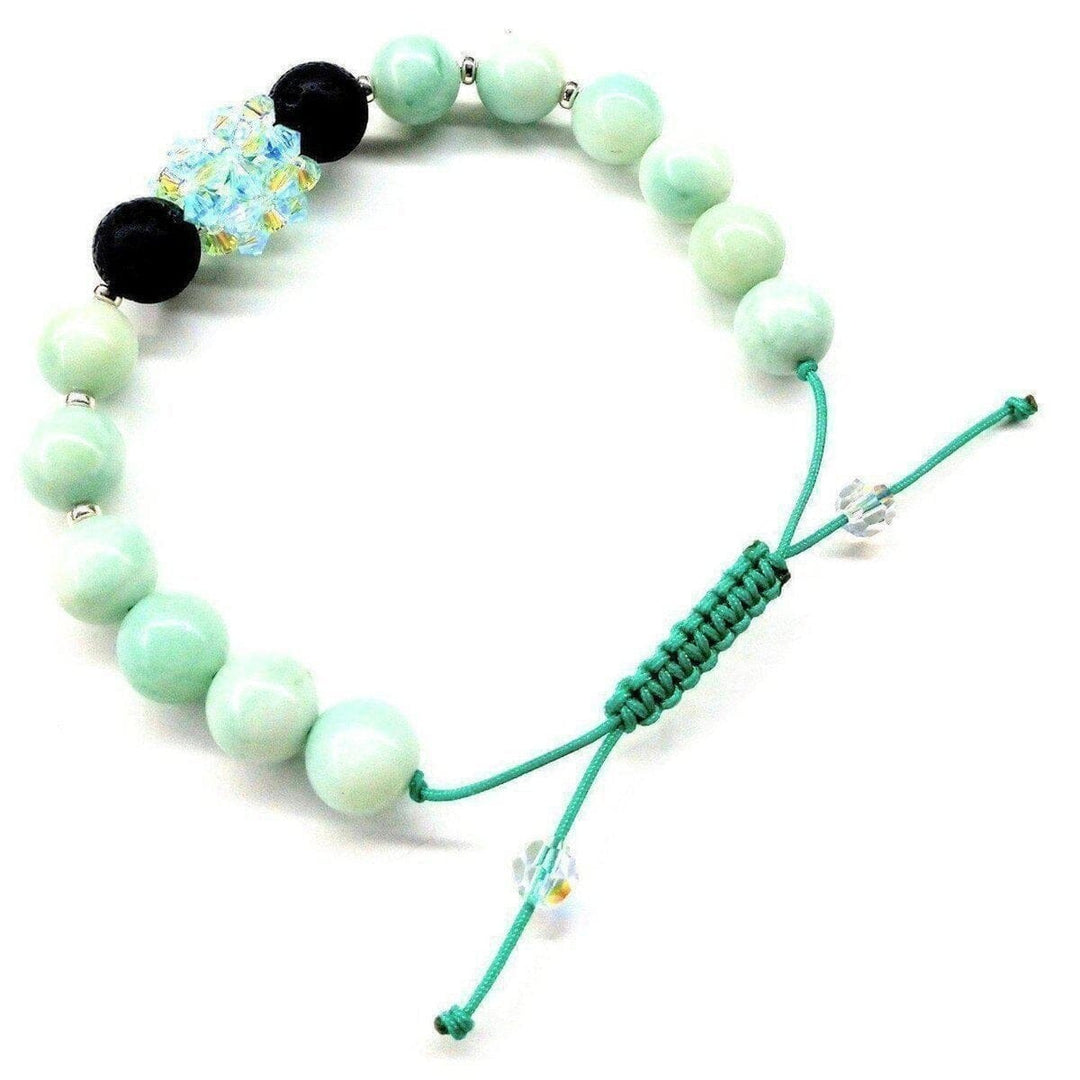 AMD1023 Glamorous Mint Green Amazonite Gemstone Crystal Lava Rock Bracelet - Bracelet - Alexa Martha Designs   1086088871983