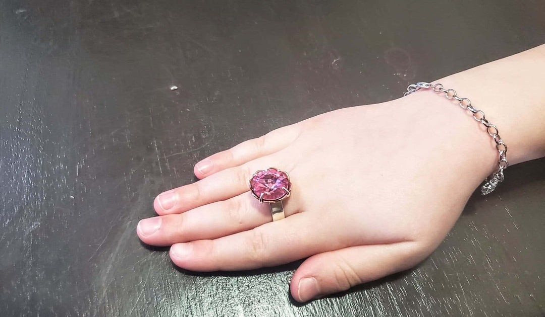 AMD1240-AMD1240-2-AMD1240-3-AMD1240-4 Glamorous Princess Warrior Crystal Heart Blossom Ring - Limited Edition of 7 - Ring - Alexa Martha Designs   8064911409456