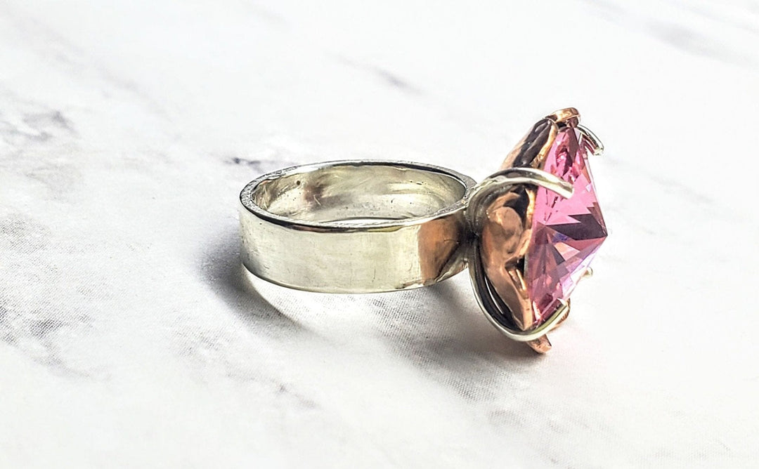 AMD1240-AMD1240-2-AMD1240-3-AMD1240-4 Glamorous Princess Warrior Crystal Heart Blossom Ring - Limited Edition of 7 - Ring - Alexa Martha Designs   8064911409456