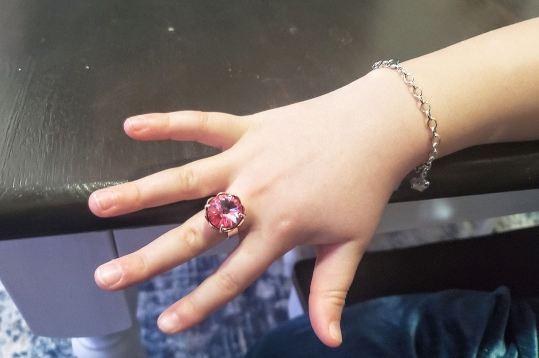 AMD1240-AMD1240-2-AMD1240-3-AMD1240-4 Glamorous Princess Warrior Crystal Heart Blossom Ring - Limited Edition of 7 - Ring - Alexa Martha Designs   8064911409456
