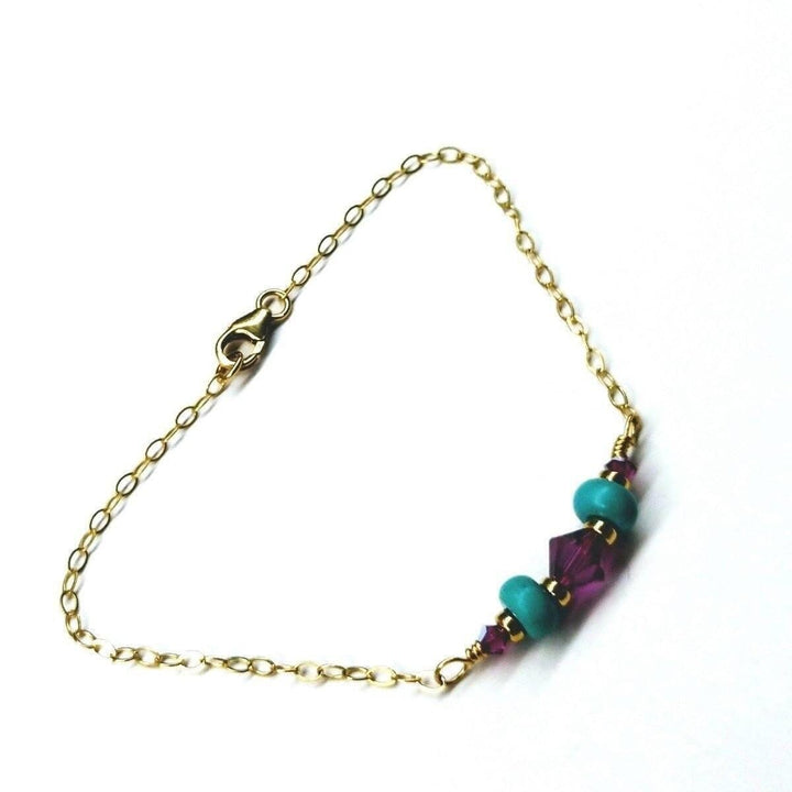 AMD1121 Gold Filled Pink Turquoise Gemstone Bracelet - Bracelet - Alexa Martha Designs   10807397316