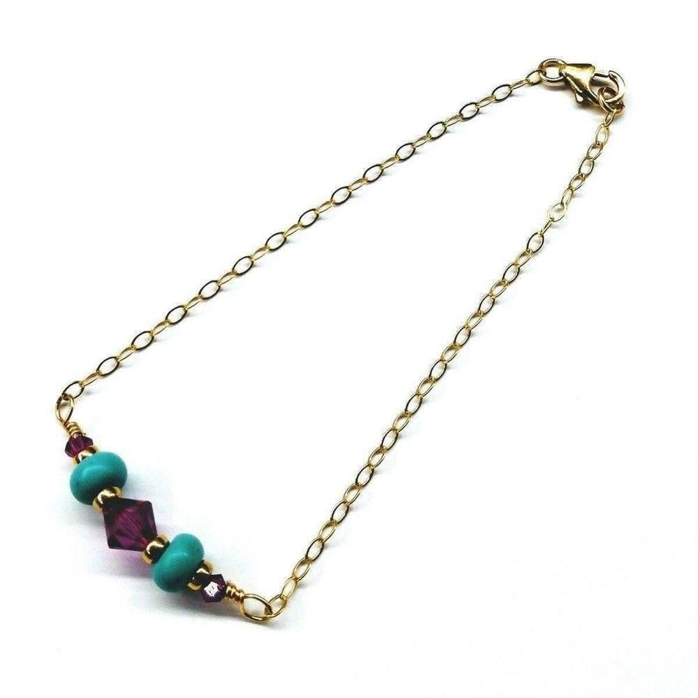 AMD1121 Gold Filled Pink Turquoise Gemstone Bracelet - Bracelet - Alexa Martha Designs   10807397316