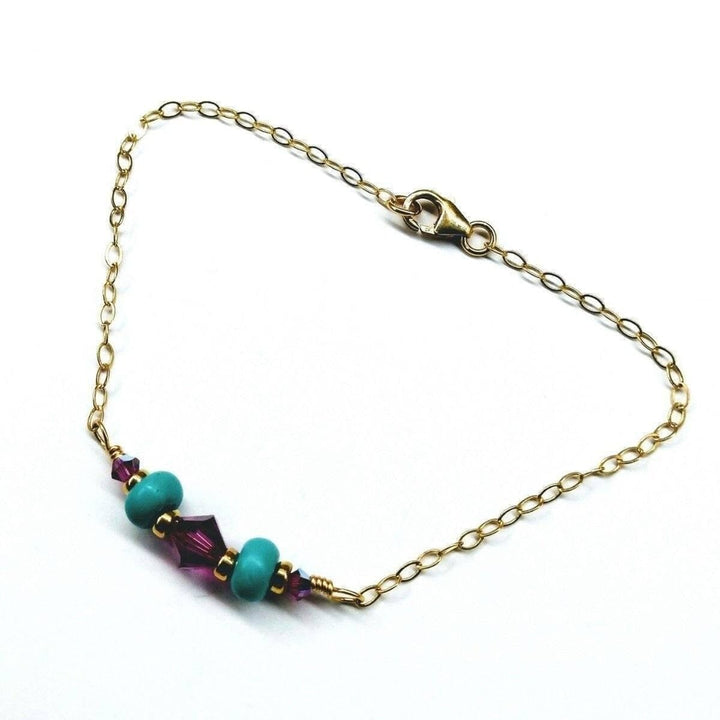 AMD1121 Gold Filled Pink Turquoise Gemstone Bracelet - Bracelet - Alexa Martha Designs   10807397316