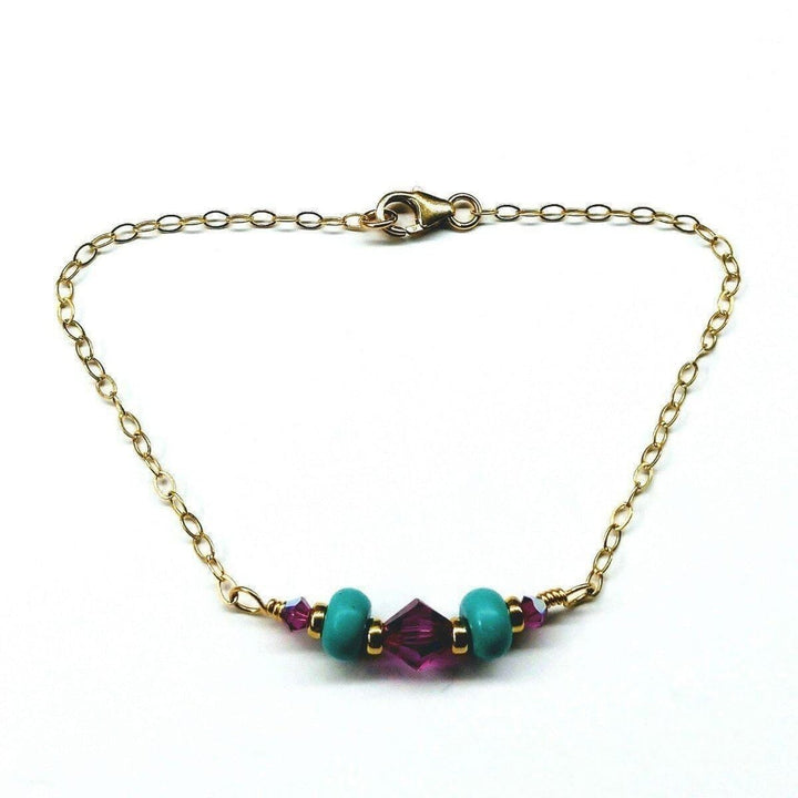 AMD1121 Gold Filled Pink Turquoise Gemstone Bracelet - Bracelet - Alexa Martha Designs   10807397316