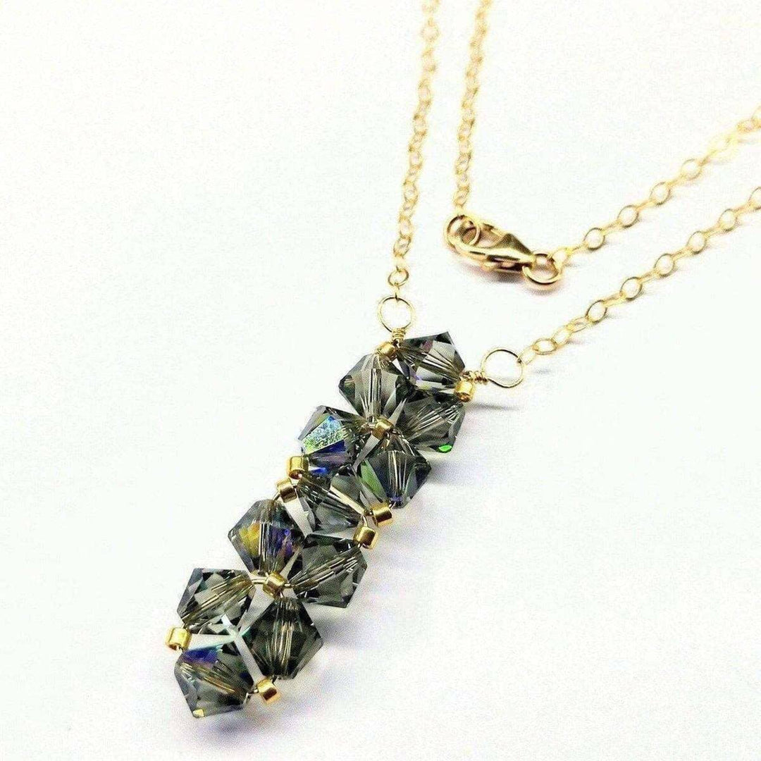 AMD1104-AMD1104-2 Gold Wire Bead-Woven Rock Candy Crystal Bar Necklace - Necklace - Alexa Martha Designs   1204669939759