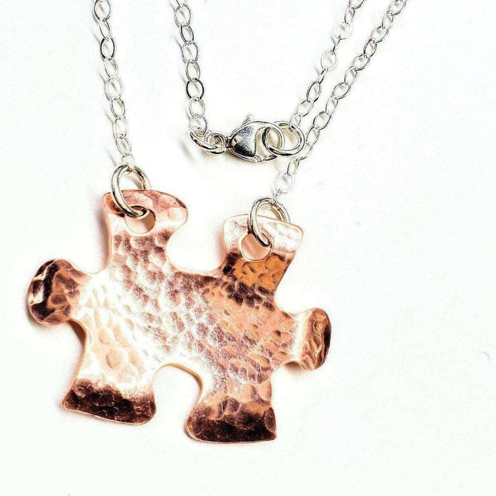 Handcrafted Autism Awareness Copper Puzzle Piece Necklace - Necklace - Alexa Martha Designs   