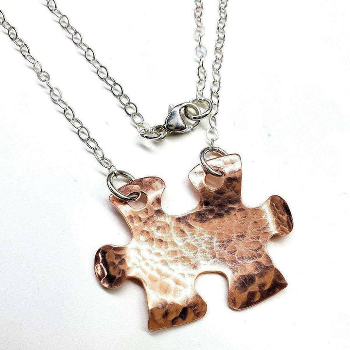 Handcrafted Autism Awareness Copper Puzzle Piece Necklace - Necklace - Alexa Martha Designs   