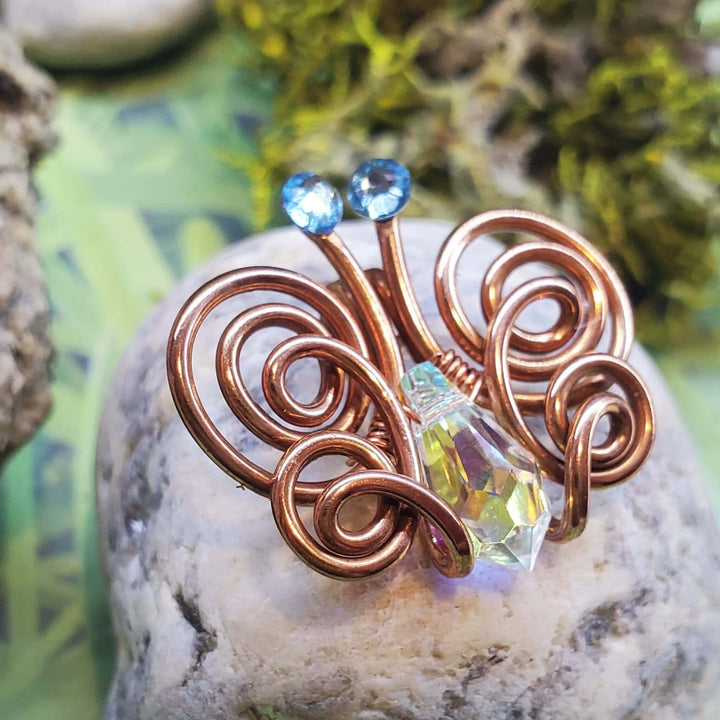 AMD1086-AMD1086-S-AMD1086-4-AMD1086-G Handmade Wire Sculpted Crystal Butterfly Necklace - Necklace - Alexa Martha Designs   11501045060