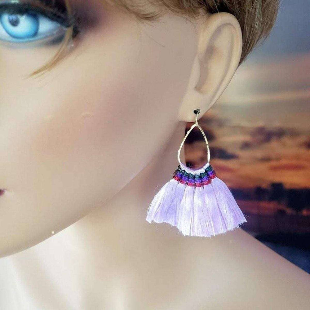 AMD1166-6-AMD1166-3-AMD1166-7-AMD1166-4-AMD1166-10 Colored Hawaii Hula Skirt Rayon Silk Fan Tassel Hoop Earrings - Earrings - Alexa Martha Designs   1357593280559