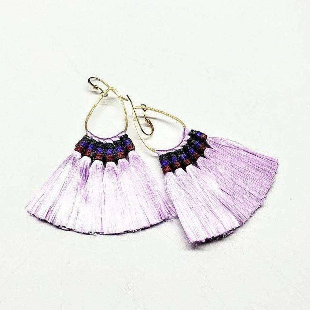 AMD1166-6-AMD1166-3-AMD1166-7-AMD1166-4-AMD1166-10 Colored Hawaii Hula Skirt Rayon Silk Fan Tassel Hoop Earrings - Earrings - Alexa Martha Designs   1357593280559