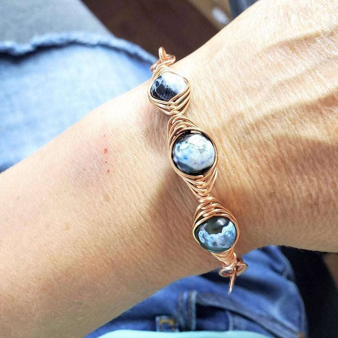 AMD1230-AMD1230-2 Herringbone Wire Wrap Child Abuse Prevention Half Cuff Ribbon Bracelet - Bracelet - Alexa Martha Designs   4696485855279