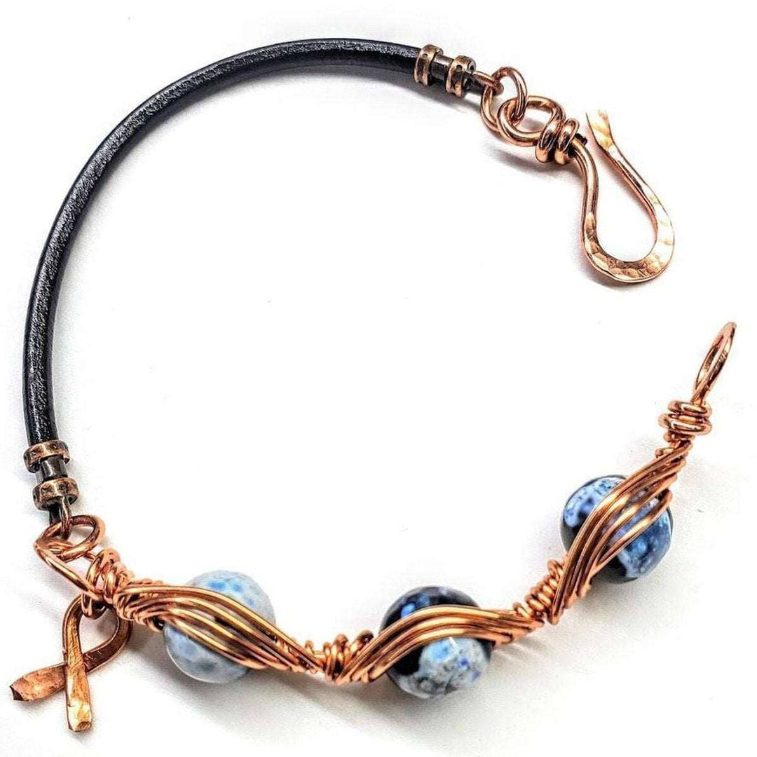 AMD1230-AMD1230-2 Herringbone Wire Wrap Child Abuse Prevention Half Cuff Ribbon Bracelet - Bracelet - Alexa Martha Designs   4696485855279