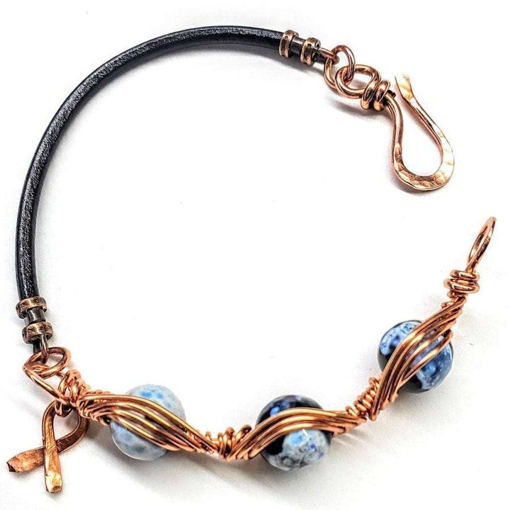 AMD1230-AMD1230-2 Herringbone Wire Wrap Child Abuse Prevention Half Cuff Ribbon Bracelet - Bracelet - Alexa Martha Designs   4696485855279