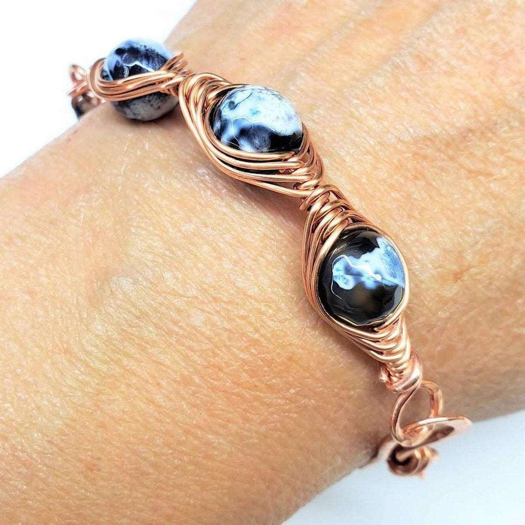 AMD1230-AMD1230-2 Herringbone Wire Wrap Child Abuse Prevention Half Cuff Ribbon Bracelet - Bracelet - Alexa Martha Designs   4696485855279