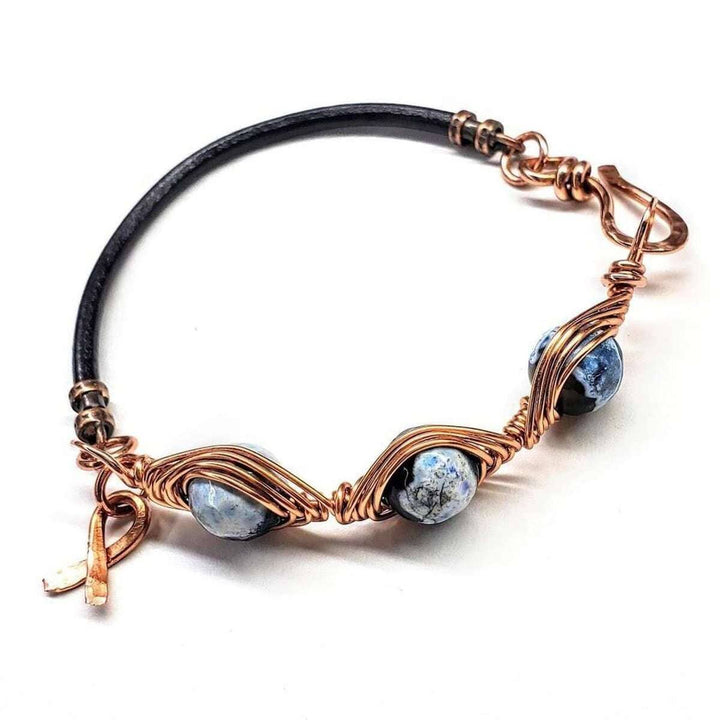AMD1230-AMD1230-2 Herringbone Wire Wrap Child Abuse Prevention Half Cuff Ribbon Bracelet - Bracelet - Alexa Martha Designs   4696485855279
