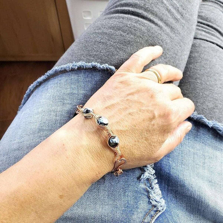 AMD1230-AMD1230-2 Herringbone Wire Wrap Child Abuse Prevention Half Cuff Ribbon Bracelet - Bracelet - Alexa Martha Designs   4696485855279