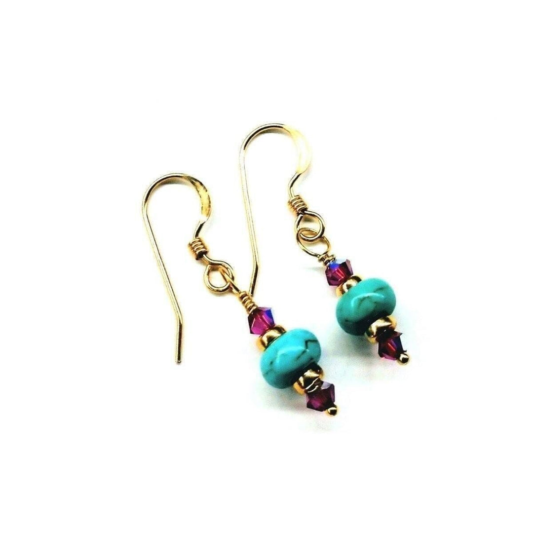 AMD1127 Hot Pink and Turquoise 14 K Gold Filled Earrings - Earrings - Alexa Martha Designs   11049228228