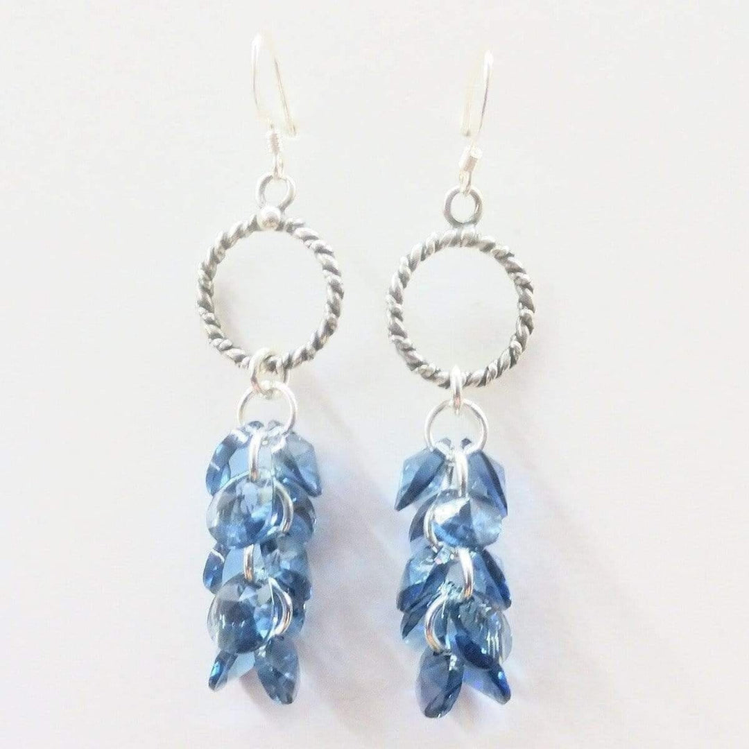 AMD1007 Sterling Silver Denim Blue Crystal Cluster Earrings - Earrings - Alexa Martha Designs   1059643686959