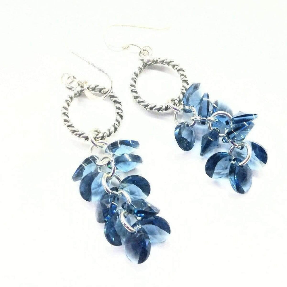 AMD1007 Sterling Silver Denim Blue Crystal Cluster Earrings - Earrings - Alexa Martha Designs   1059643686959