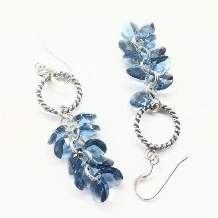 AMD1007 Sterling Silver Denim Blue Crystal Cluster Earrings - Earrings - Alexa Martha Designs   1059643686959
