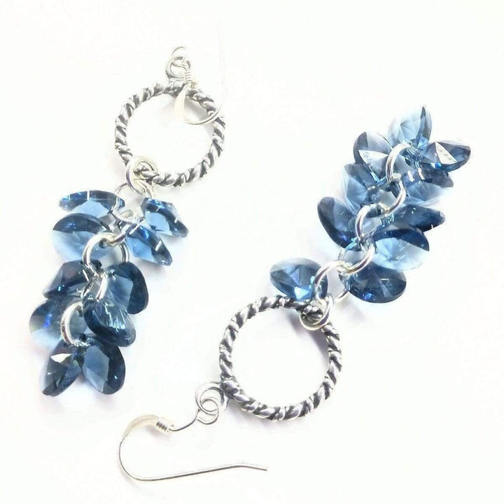 AMD1007 Sterling Silver Denim Blue Crystal Cluster Earrings - Earrings - Alexa Martha Designs   1059643686959