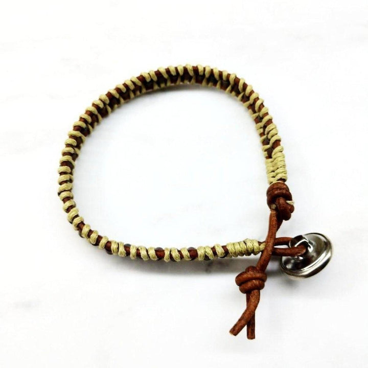 AMD1014 Leather Seed Bead Rattlesnake Tail Weave Bracelet - Bracelet - Alexa Martha Designs   940911394863