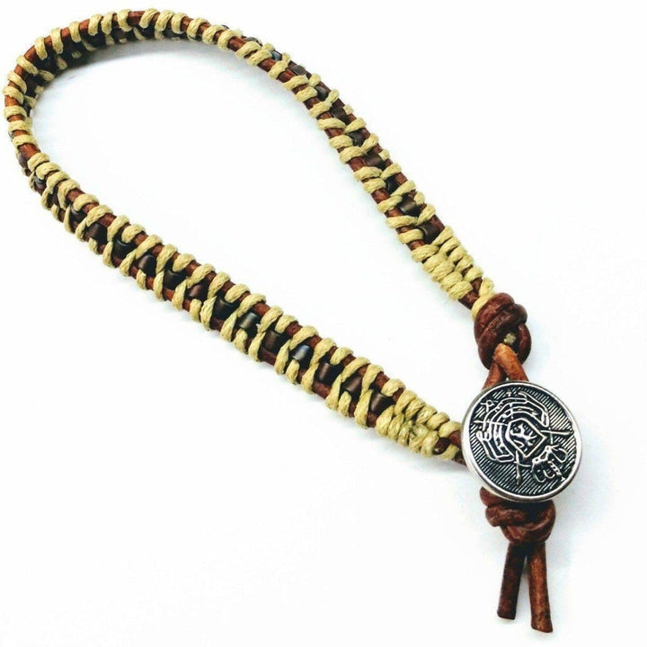 AMD1014 Leather Seed Bead Rattlesnake Tail Weave Bracelet - Bracelet - Alexa Martha Designs   940911394863