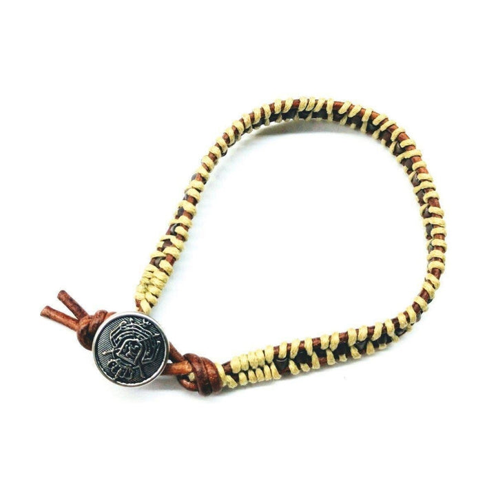 AMD1014 Leather Seed Bead Rattlesnake Tail Weave Bracelet - Bracelet - Alexa Martha Designs   940911394863