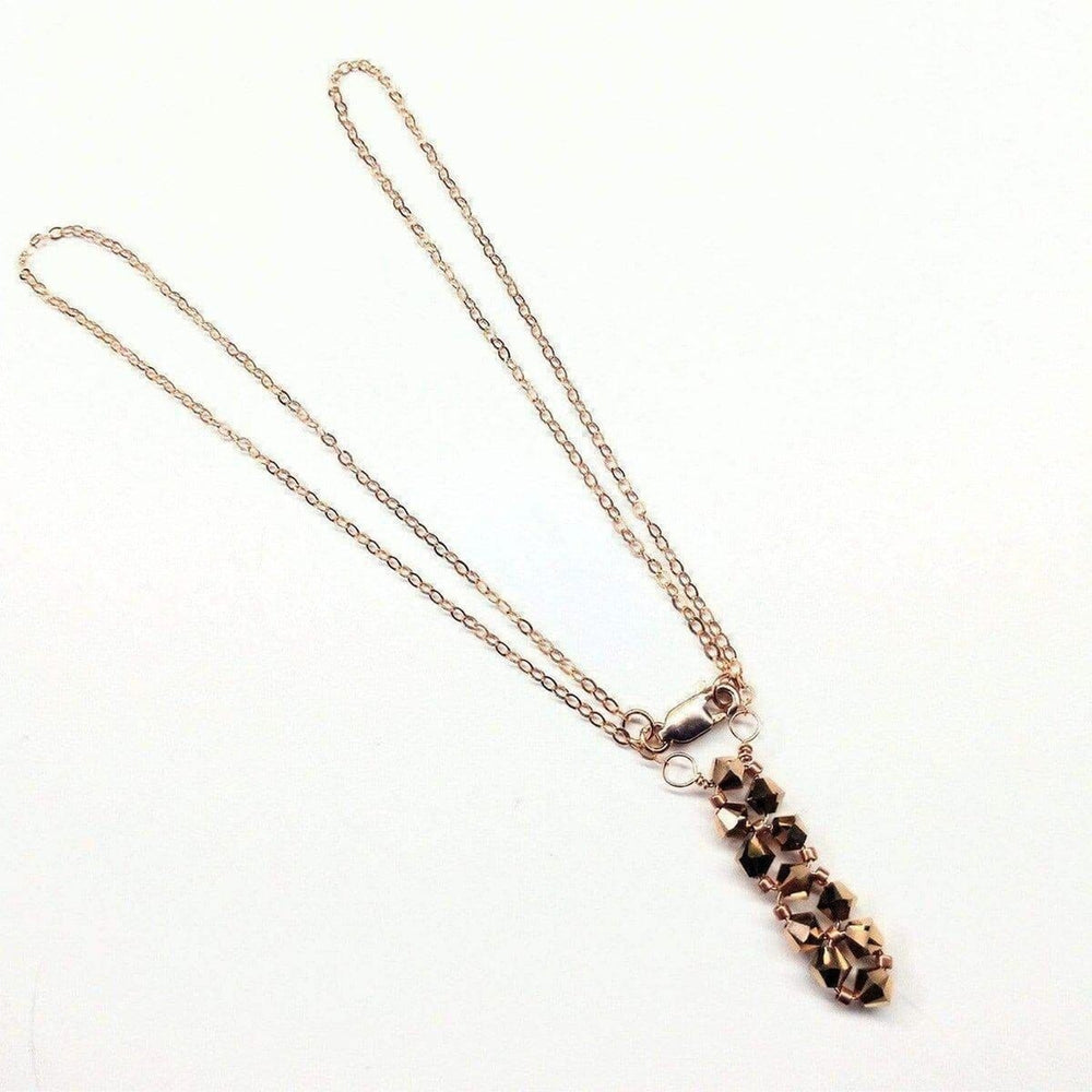 AMD1024 Super Sparkly Crystal Rock Candy Beaded Rose Gold Crystal Bar Necklace - Necklace - Alexa Martha Designs   1204629962799
