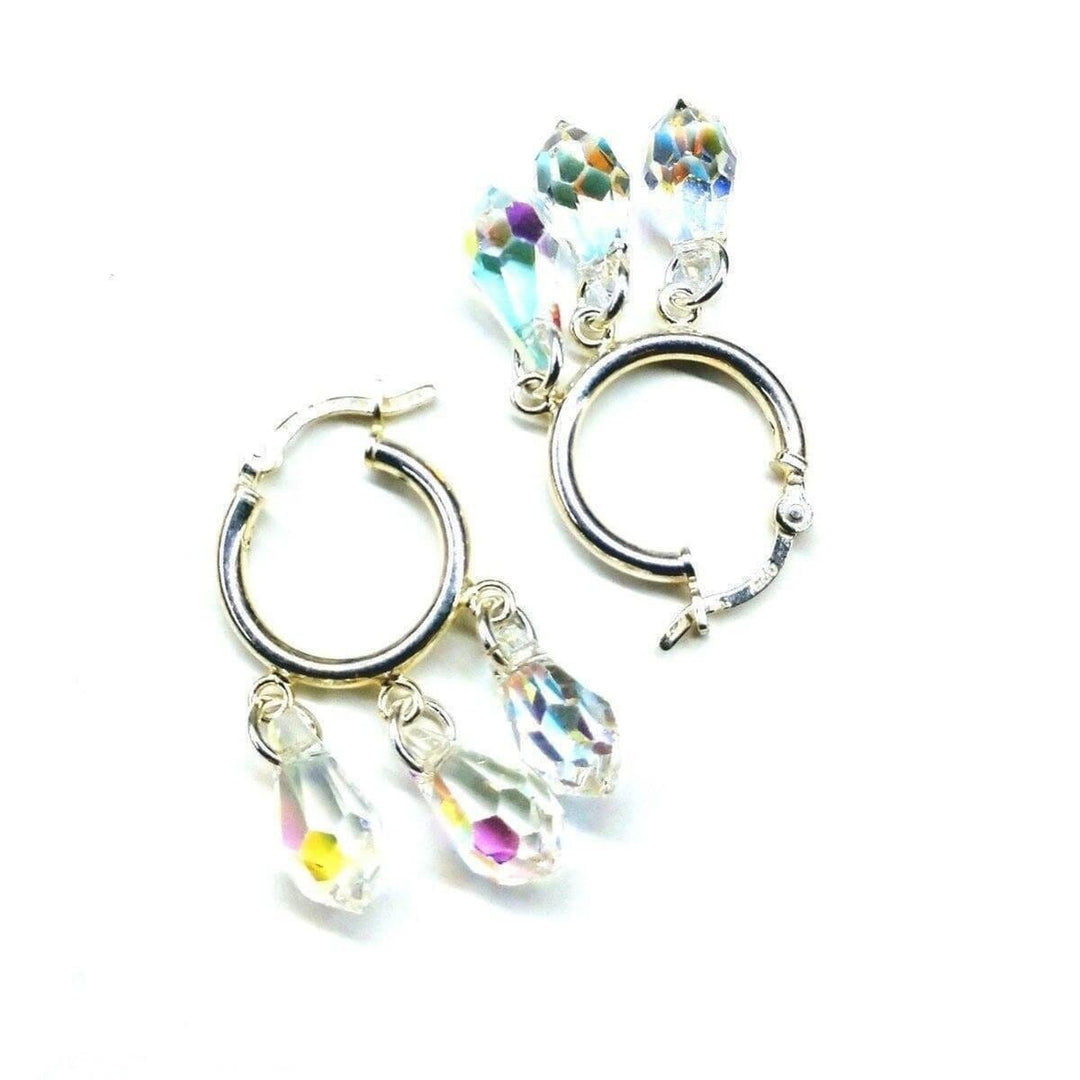 AMD1031 Sterling Silver Hoop Sparkly Crystal Drop Dangle Earrings - Earrings - Alexa Martha Designs   798393827375