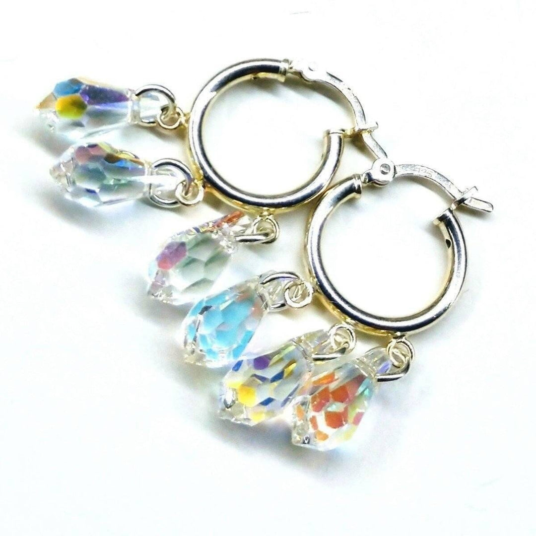 AMD1031 Sterling Silver Hoop Sparkly Crystal Drop Dangle Earrings - Earrings - Alexa Martha Designs   798393827375
