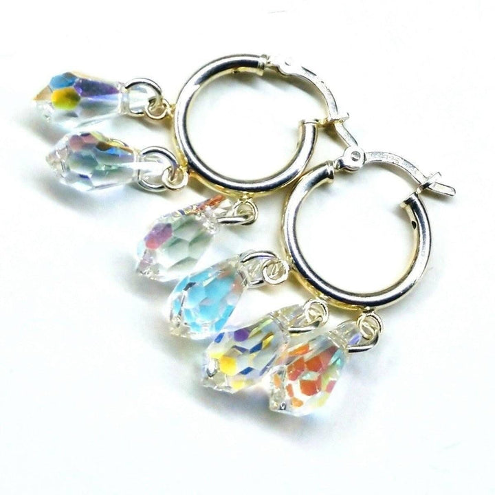 AMD1031 Sterling Silver Hoop Sparkly Crystal Drop Dangle Earrings - Earrings - Alexa Martha Designs   798393827375