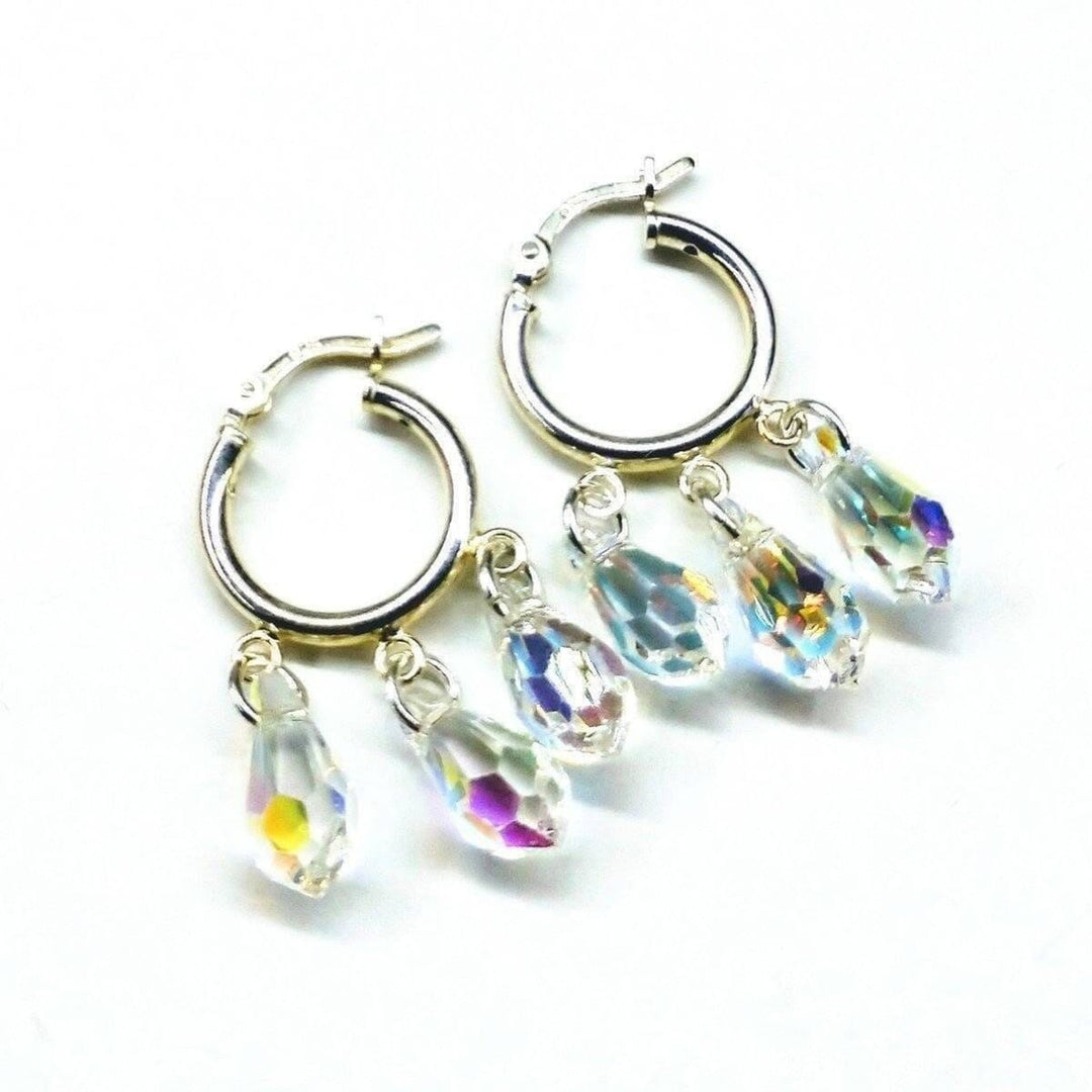 AMD1031 Sterling Silver Hoop Sparkly Crystal Drop Dangle Earrings - Earrings - Alexa Martha Designs   798393827375