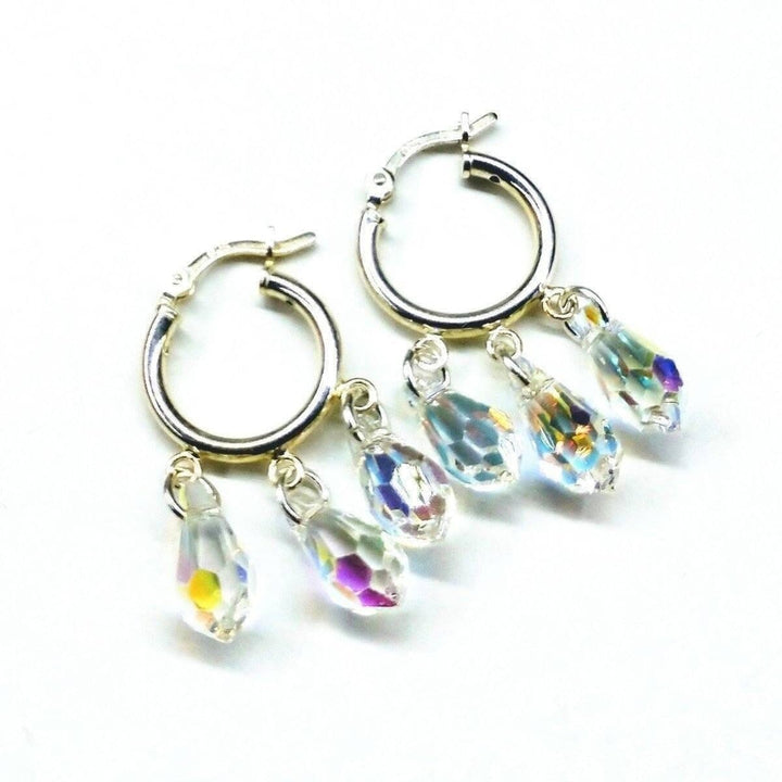 AMD1031 Sterling Silver Hoop Sparkly Crystal Drop Dangle Earrings - Earrings - Alexa Martha Designs   798393827375