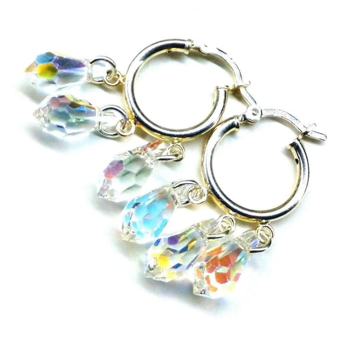 AMD1031 Sterling Silver Hoop Sparkly Crystal Drop Dangle Earrings - Earrings - Alexa Martha Designs   798393827375