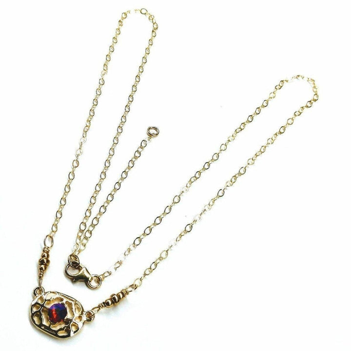 AMD1032 Red Crystal 14 K Gold Filled Adjustable Filigree Choker - Necklaces - Alexa Martha Designs   696903958575